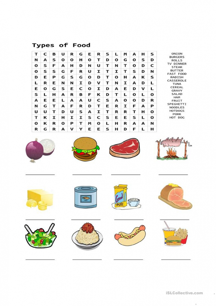 Food Word Search Worksheets 99Worksheets