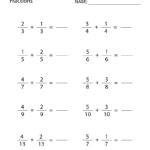 Fourth Grade Learning Fractions Worksheet