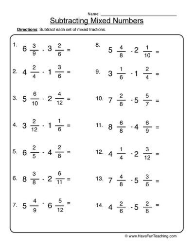 Fraction Worksheets Have Fun Adding Mixed Number Mixed Numbers 