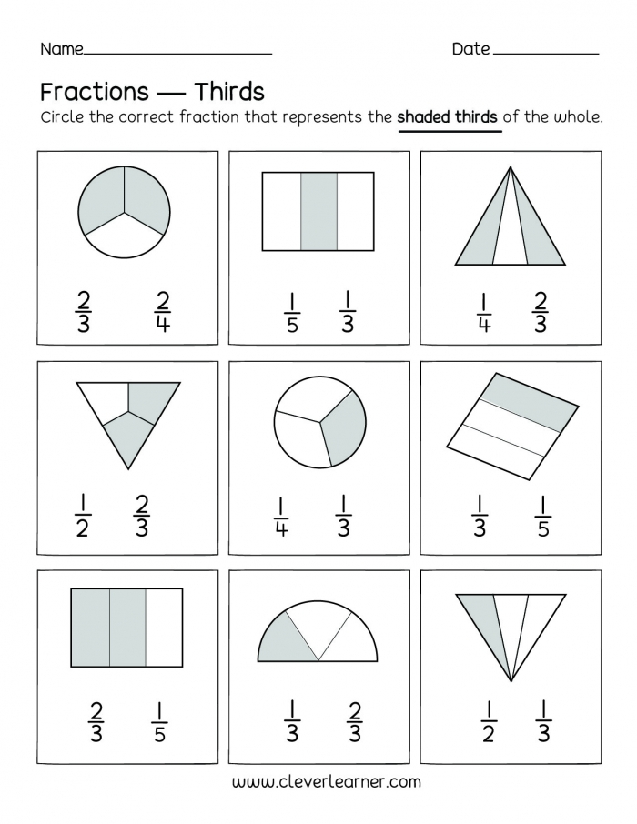 Fractions As Parts Of A Whole Worksheets Free Download 99Worksheets