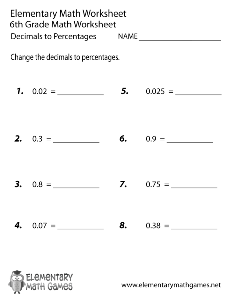 Fractions Decimals Percents Worksheets 6th Grade Decimal Worksheets