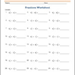 Fractions Mixed Operations Worksheet