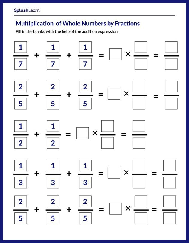 Fractions Operations Worksheets For 5th Graders Online SplashLearn