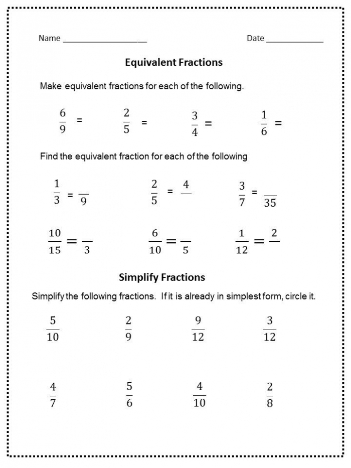 Fractions Review And Simplifying Fractions Worksheets 99Worksheets ...