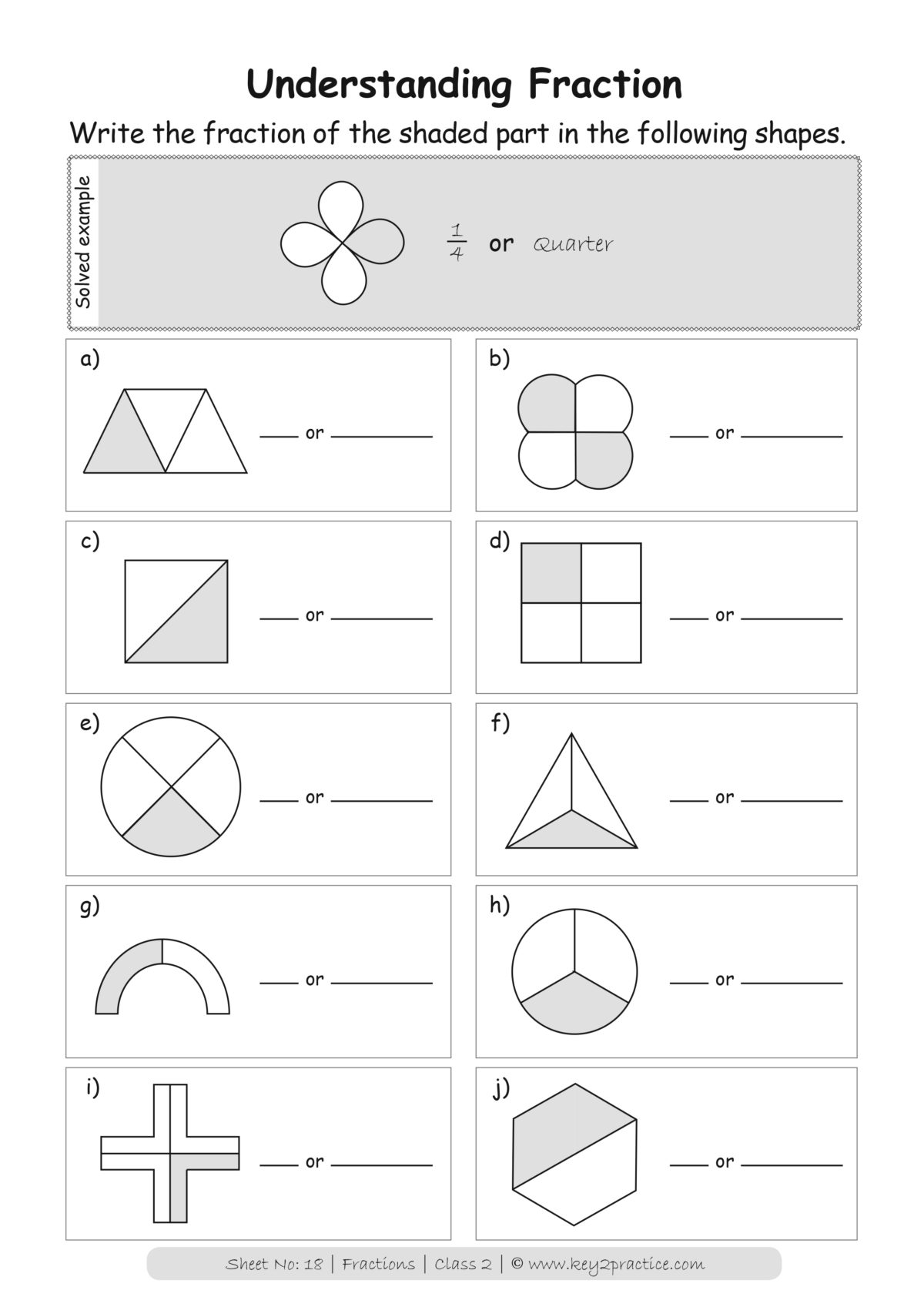 Fractions Worksheets Grade 2 I Maths Key2practice Workbooks