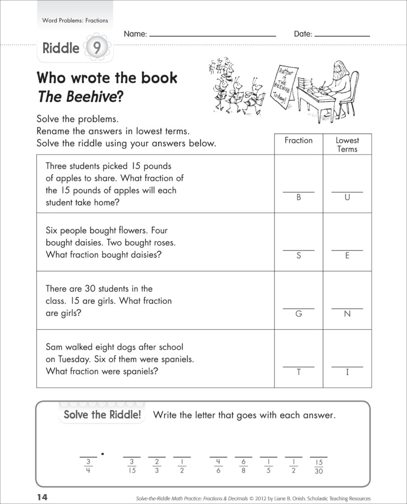  Fractions Worksheets Grade 6 Word Problems With Answers Theodore Bailey