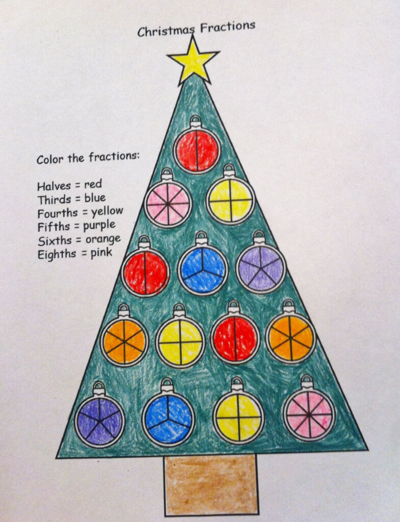 FREE Christmas Fraction Worksheet Fractions Holiday Math Christmas 