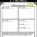 Free Fifth Grade Decimal Operations Printable Can Be Used As Daily