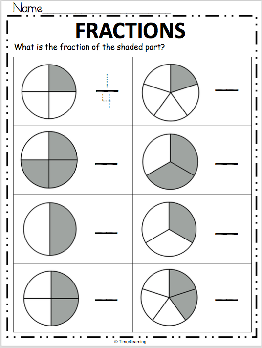 Free Fraction Worksheet Write The Fraction Made By Teachers 