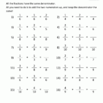 Free Fraction Worksheets Adding Subtracting Fractions