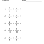 Free Printable Adding Fractions Worksheet For Fourth Grade