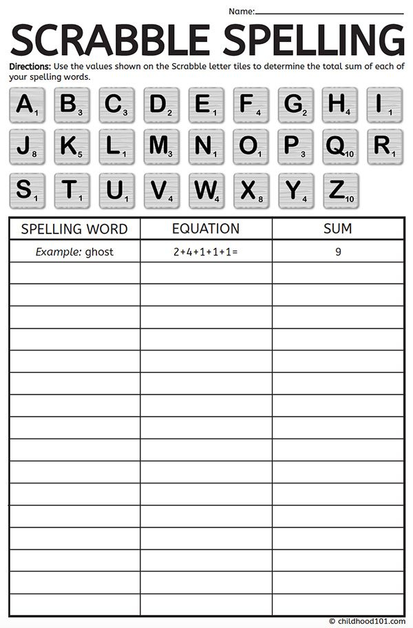 Free Printable Scrabble Spelling To Revise Any Spelling List Spelling 