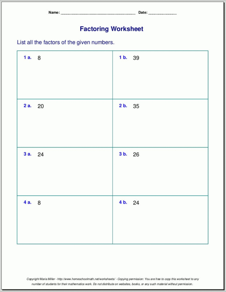 Free Worksheets For Prime Factorization Find Factors Of A Db excel