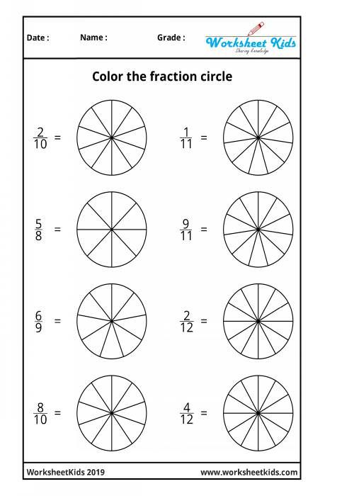 Fun Fraction Coloring Worksheets 6th Grade Fraction Circles 