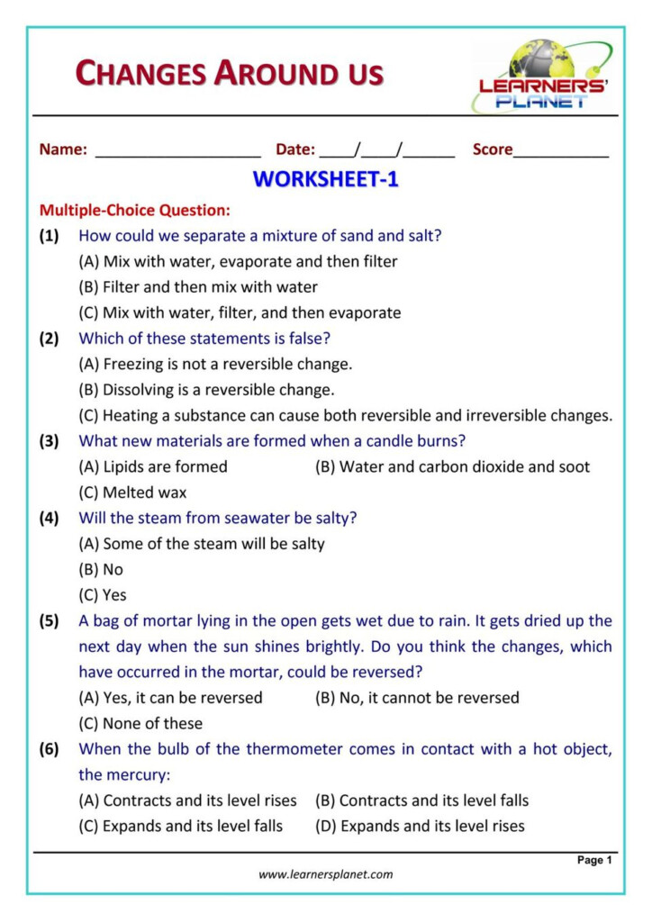 Grade 6 Science Olympiad Changes Around Us Magazine