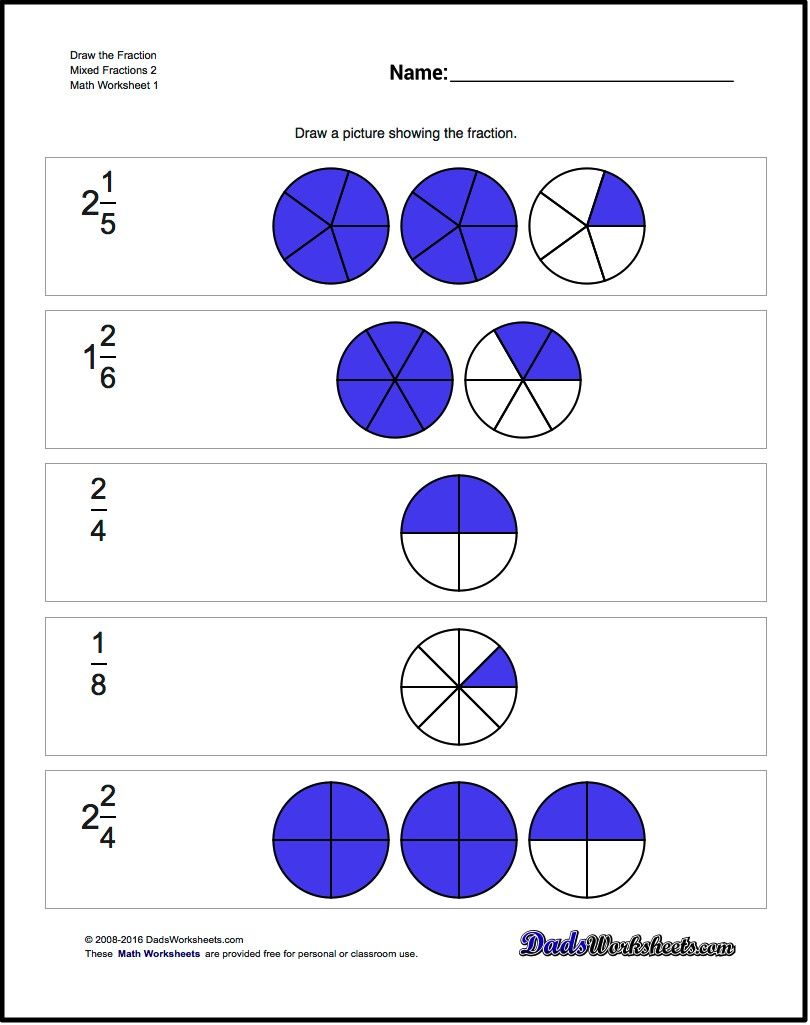 Graphic Fraction Worksheets Draw The Fraction Mixed 2 Graphic Fraction 