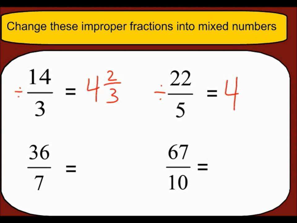 How To Change Improper Fractions To Mixed Numbers YouTube