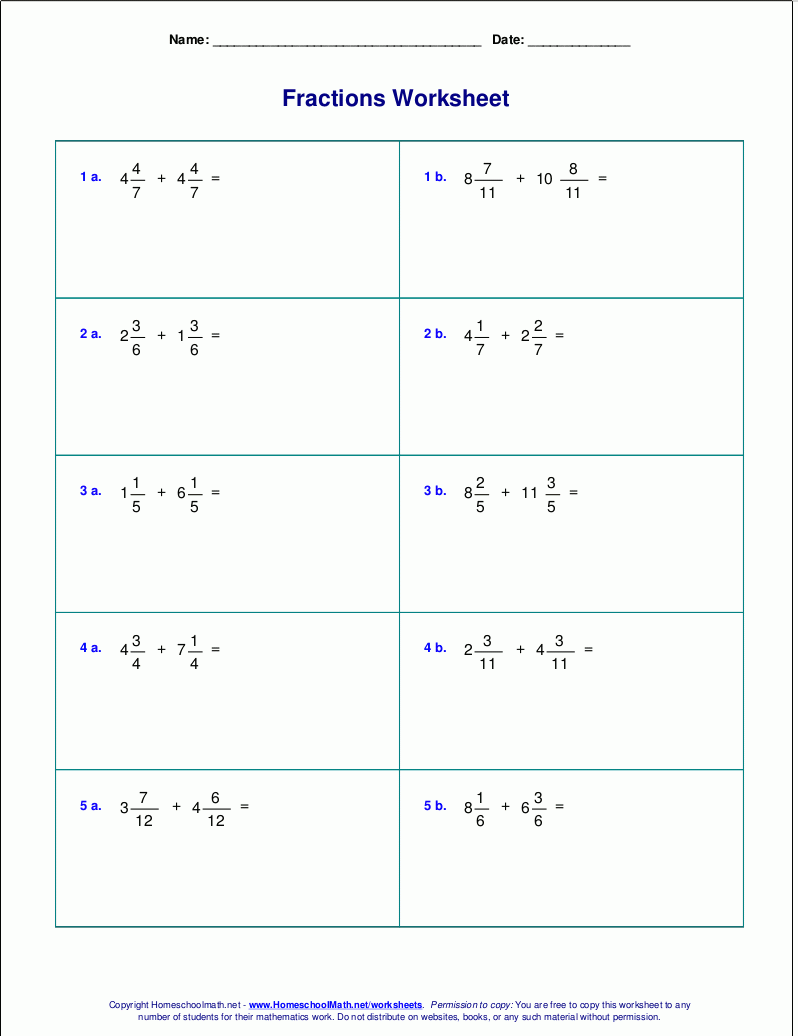 Image Result For Adding Mixed Fractions With Different Denominators