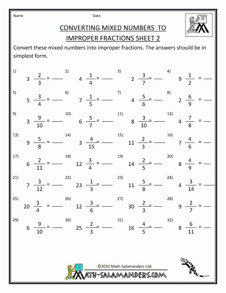 Improper Fraction To Mixed Number Worksheet Grade 4 Pdf Worksheet Student