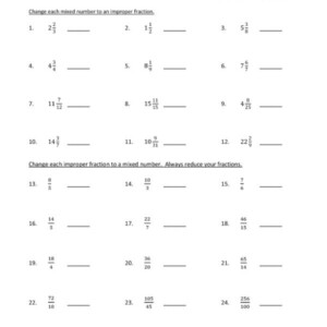 Improper Fractions To Mixed Numbers Worksheets 5th Grade ...