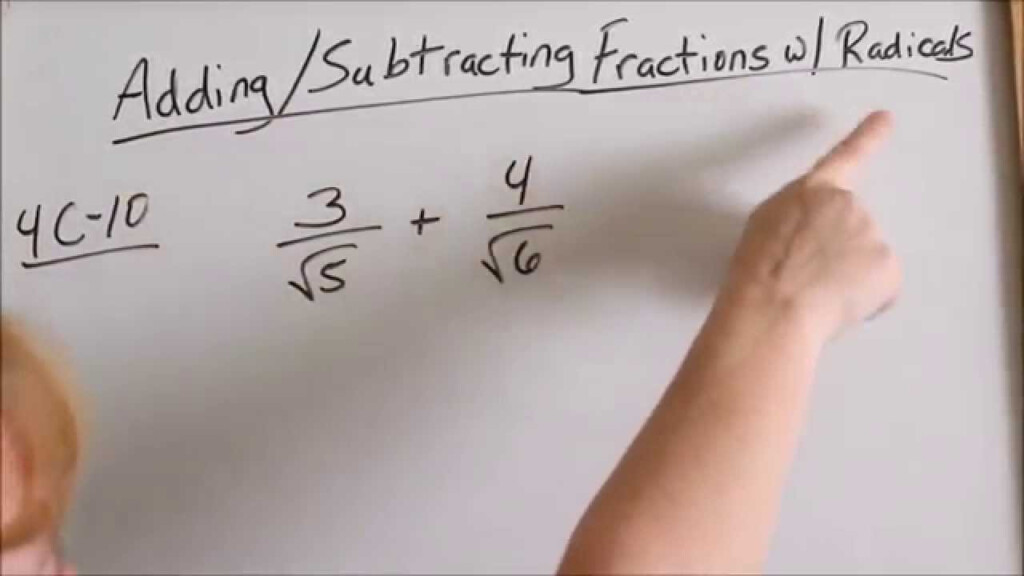 Lesson 4 Adding Fractions With Radicals In Denominator YouTube