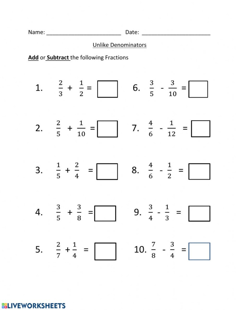 Live Worksheets Maths Fractions Kidsworksheetfun