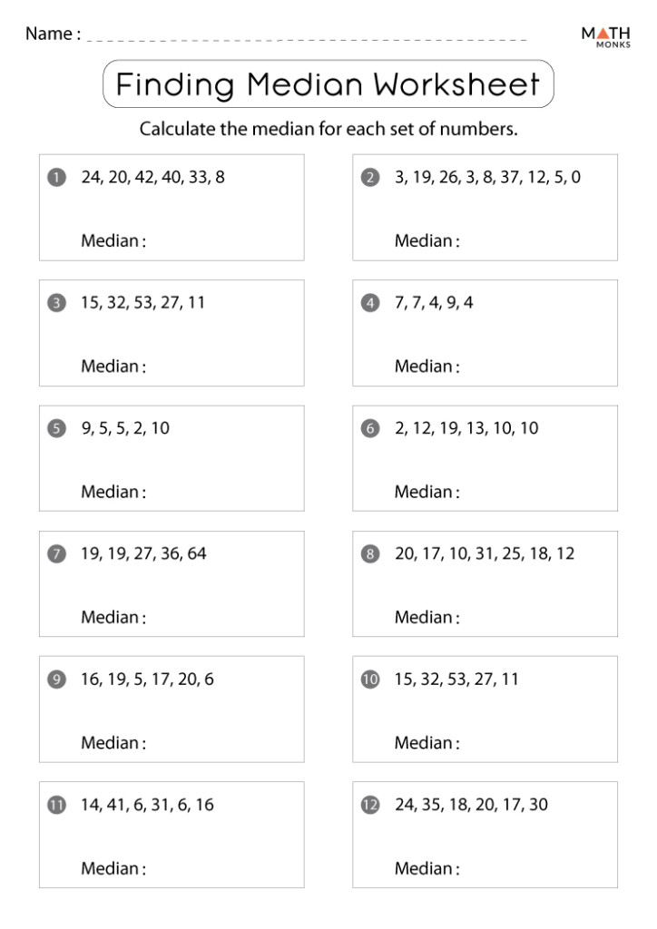 Mean Median Mode Range Worksheets Math Monks