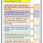 Measurement Of Capacity Word Problems On Litres And Millilitres