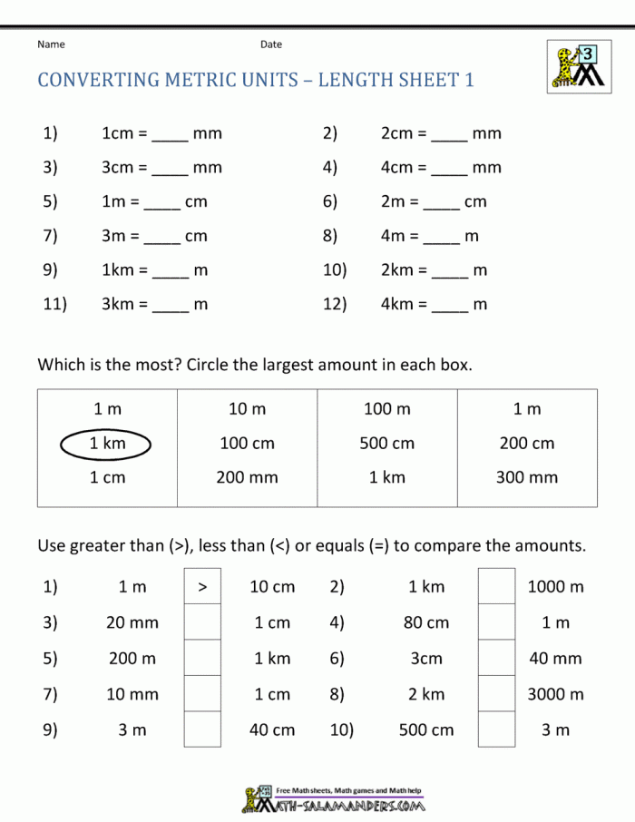 Metric Measurements Worksheets 99Worksheets