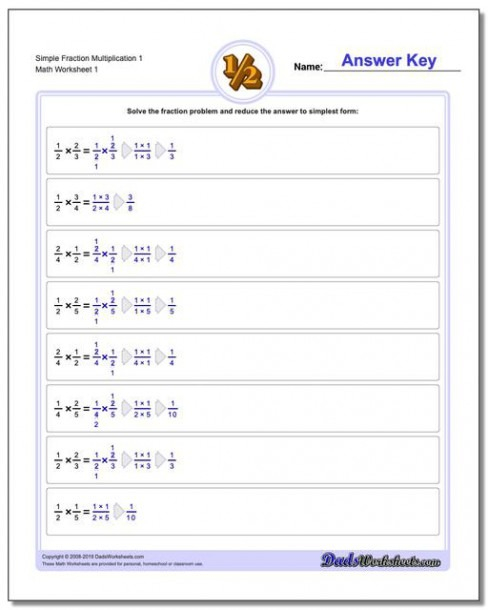 Multiplication Worksheets 4th Grade Math Fractions