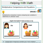 Multiplicative Comparisons And Equations 4th Grade Math Worksheets