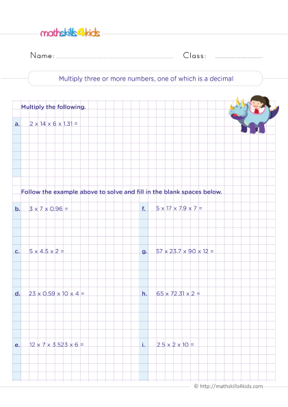 Multiplying Decimal Worksheets For Grade 5 PDF With Answers Fifth 