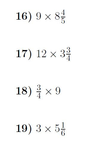 Multiplying Fractions And Mixed Numbers By Whole Numbers Worksheet 