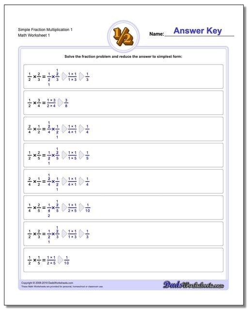 Multiplying Fractions Worksheets With Answer Key Worksheets Master