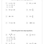 One And Two Step Equations Worksheets Math Monks