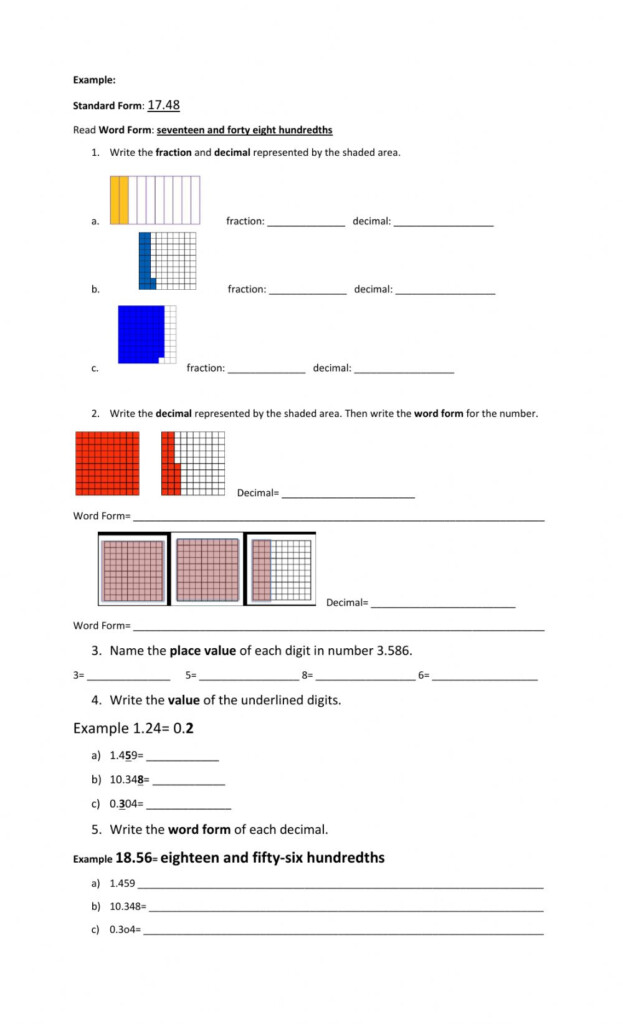 Place Value Of Decimals Interactive Worksheet