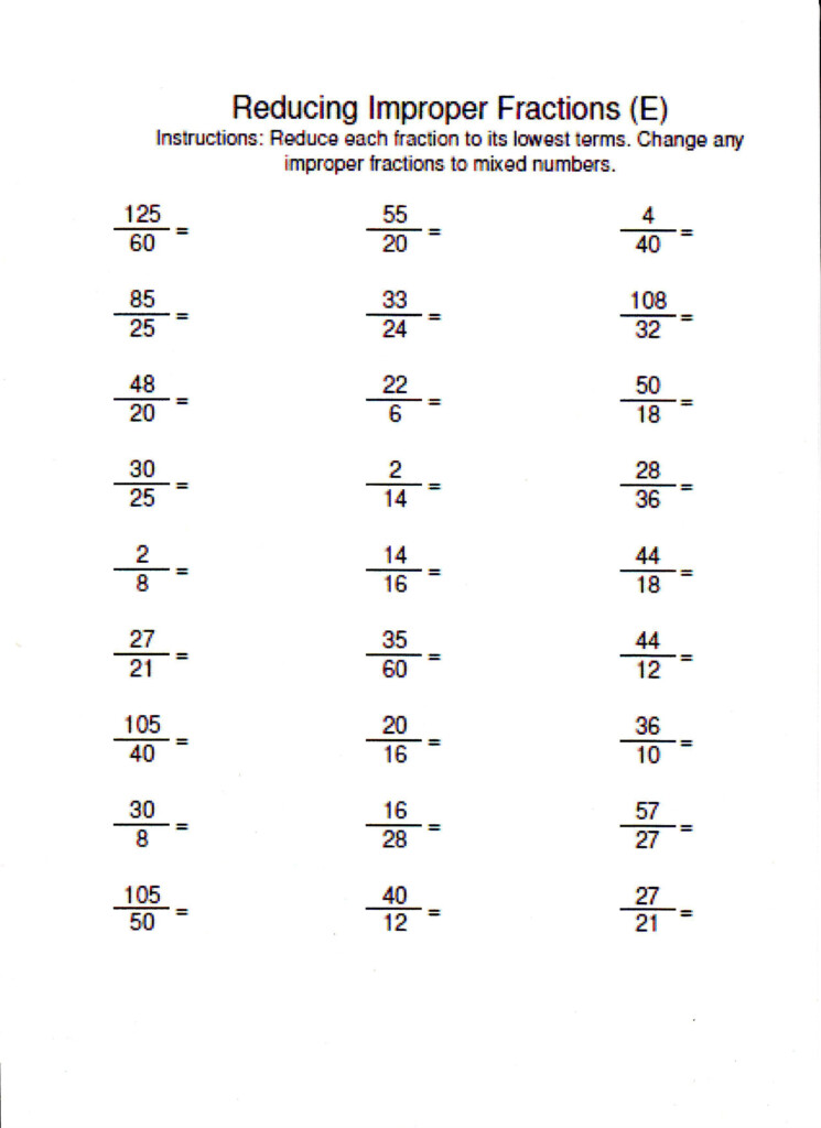 PrimeAcademic Converting Improper Fractions To Mixed Numbers Worksheet 
