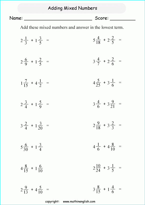 Printable Primary Math Worksheet For Math Grades 1 To 6 Based On The