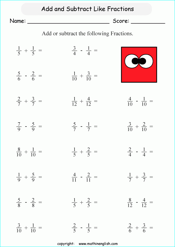 Printable Primary Math Worksheet For Math Grades 1 To 6 Based On The 