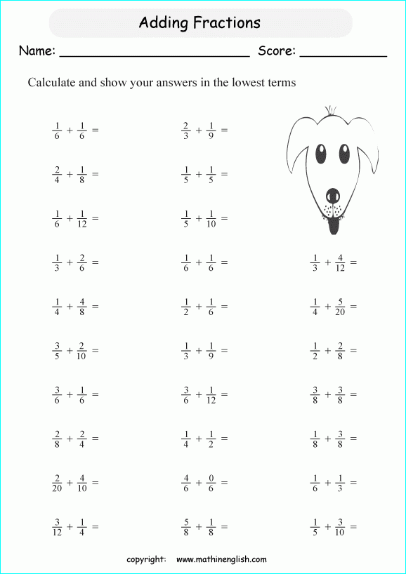 Printable Primary Math Worksheet For Math Grades 1 To 6 Based On The 