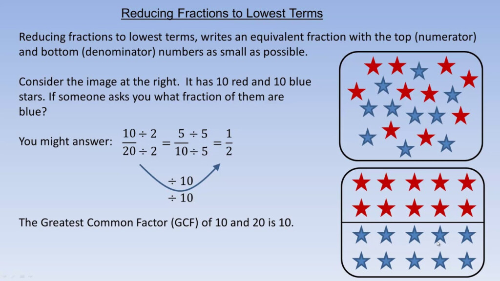 Reducing Fractions To Lowest Terms YouTube