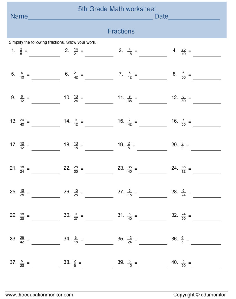 Simplify Fractions 5th Grade Math Simple Fraction Facts more