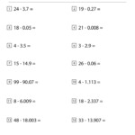 Subtracting Decimals Worksheets Math Monks