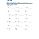 Subtracting Fractions Like Denominators Worksheet