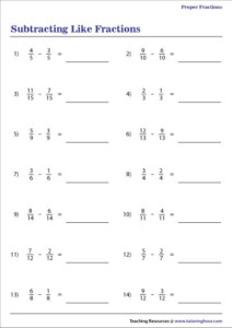 Adding And Subtracting Integer Fractions Worksheets ...