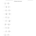 Subtracting Negative Fractions With Denominators To Twelfths H