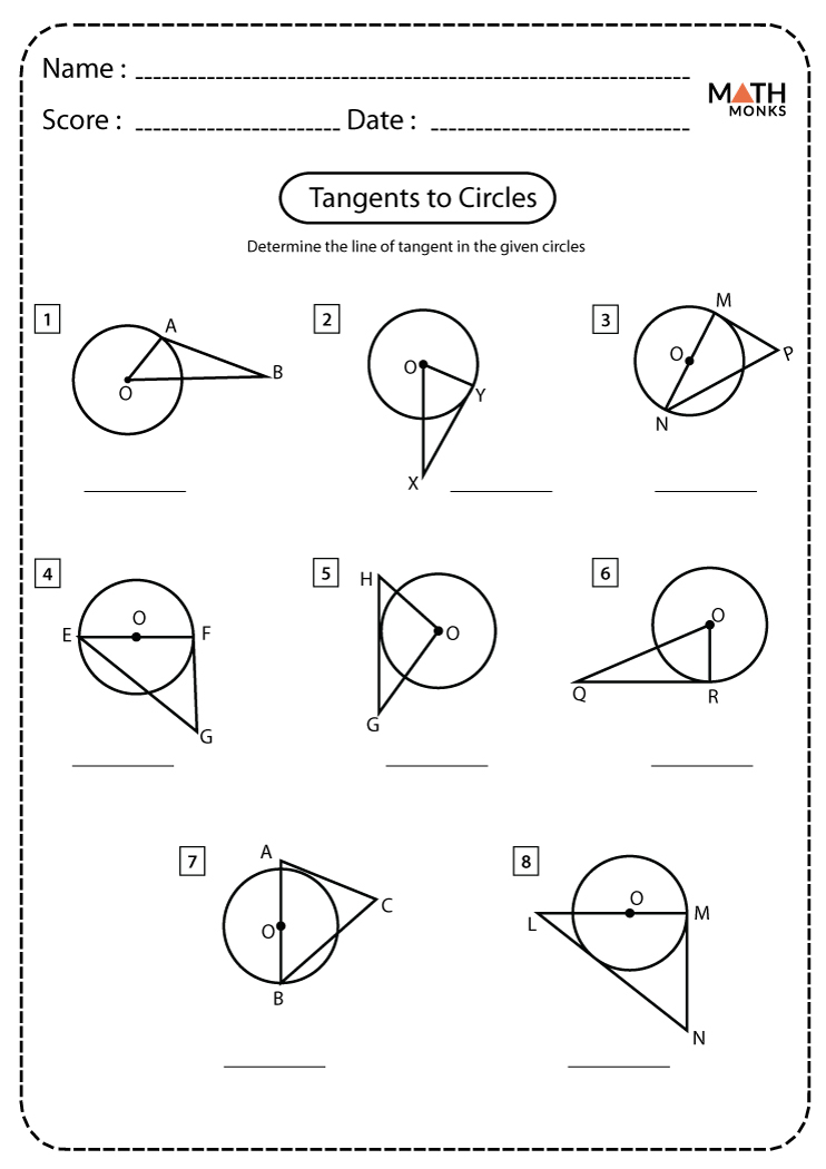 Tangents To A Circle Worksheets Math Monks - FractionsWorksheets.net