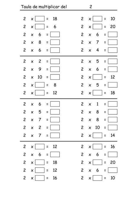 Taula Multiplicar 2 mult i div In 2020 With Images Teaching Math 