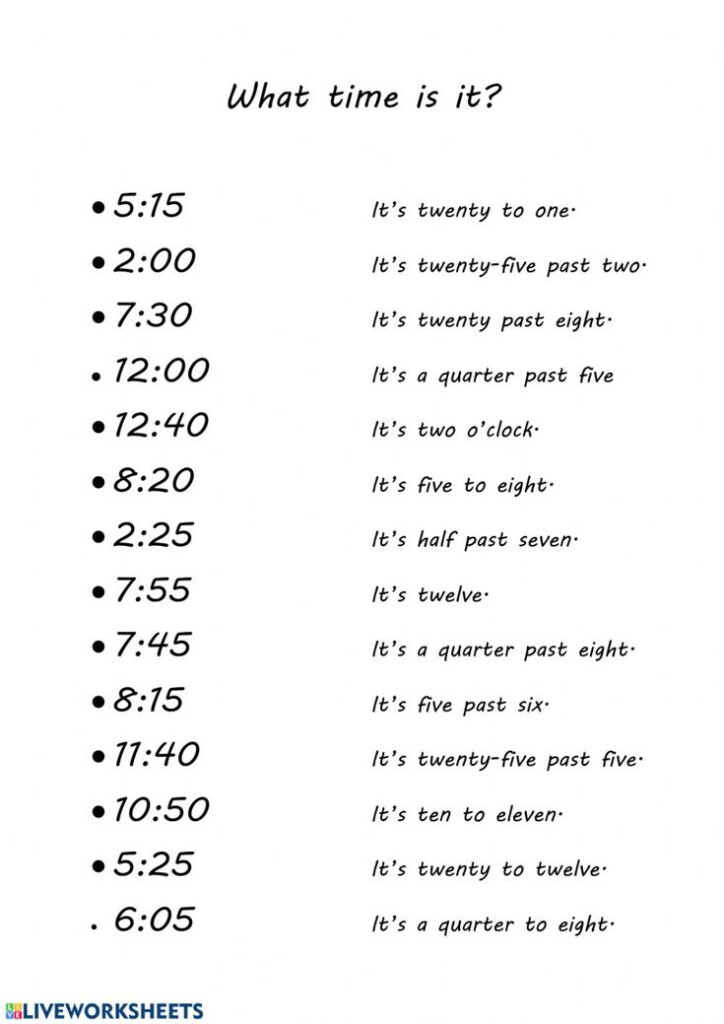 Telling The Time Online Activity For Grade 3 You Can Do The Exercises 