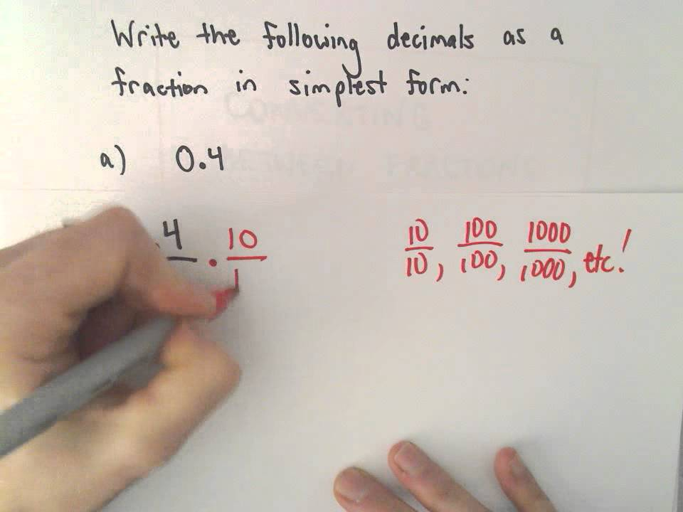 Writing A Decimal As A Fraction Example 1 YouTube